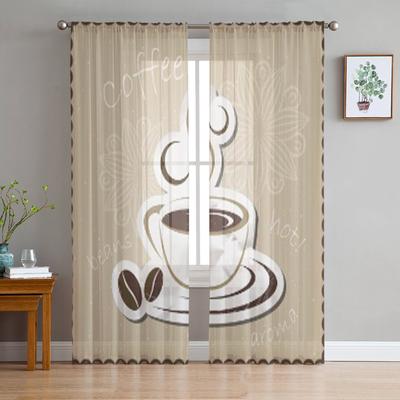 Coffee Mug Icon Tulle Sheer Curtains for Living Room Decoration Curtain for the Room Bedroom Kitchen Voile Organza Curtains