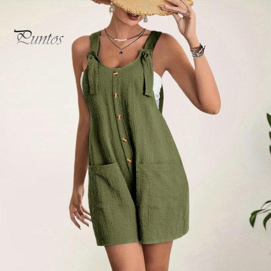 

Женский летний комбинезон с U-образным вырезом, регулируемый ремень на шнуровке, декор без рукавов, пуговицы, сплошной цвет, карманы, свободные прямые, повседневные, пляжные, длиной выше колена, короткие S вино красного