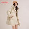 Yaya Women's Hooded Mid-Length Duck Down Jacket - 2025 Autumn/Winter Korean Style Fashion, Thick and Warm Outerwear