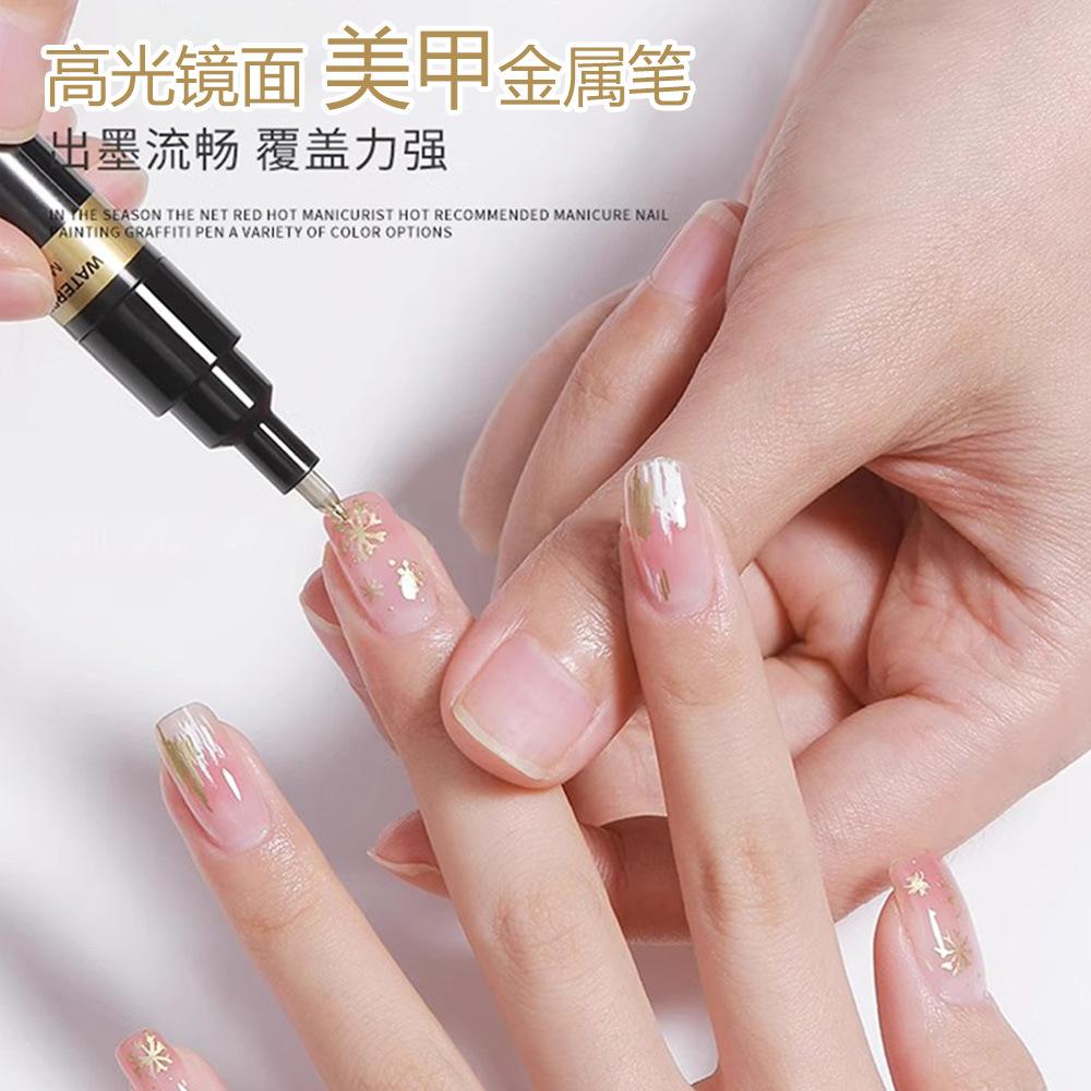 3color DIY Manicure Chrome Mirror Markers,0.7mm Nib Metal Pen Doodle Cards,Posters,Rock Mugs,Ceramic,Glass,Plating Pen 1 Pcs