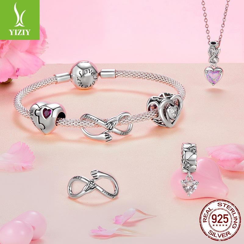 Love Heart-Shaped Mother And Daughter Creative Puzzle Beaded S925 Silver Fashion Versatile Diy Bracelet Accessories