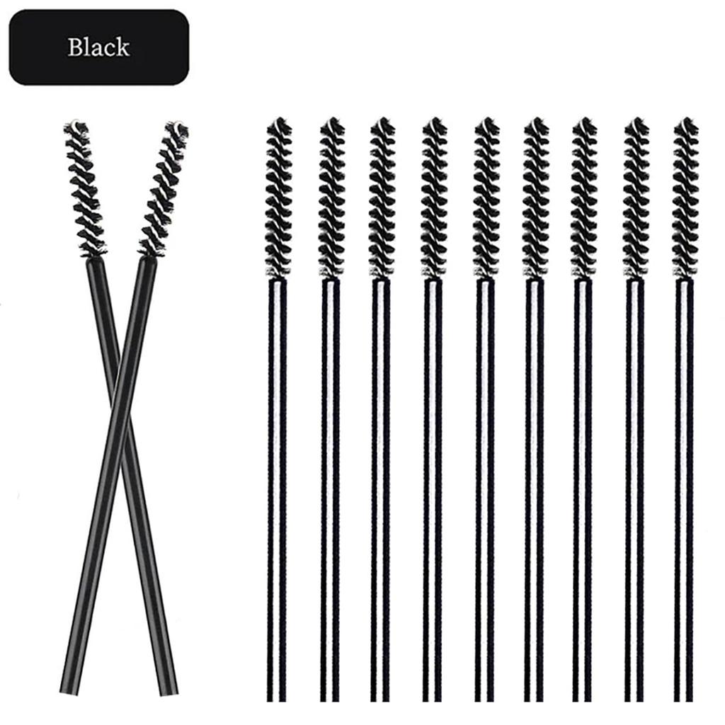 50 Pcs Disposable Eyelash Mascara Mini Brushes for Eye Lashes Extension Eyebrow and Makeup Small brush head and Small handle(Black)