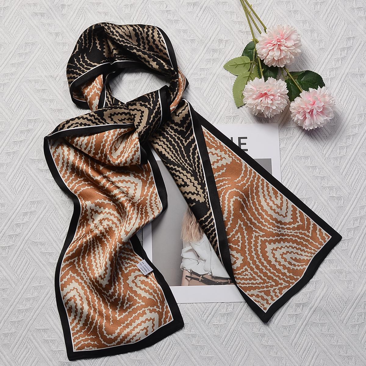 Spring new khaki dark pattern cashew flower silk scarf silk silk scarf women s scarf scarf streamer long scarf 15*150CM
