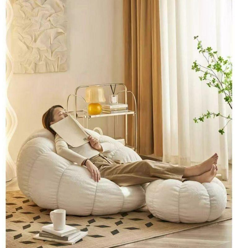Pumpkin Style Lazy Sofa Chair for Small Spaces - Ideal for Bedroom, Living Room, or Balcony