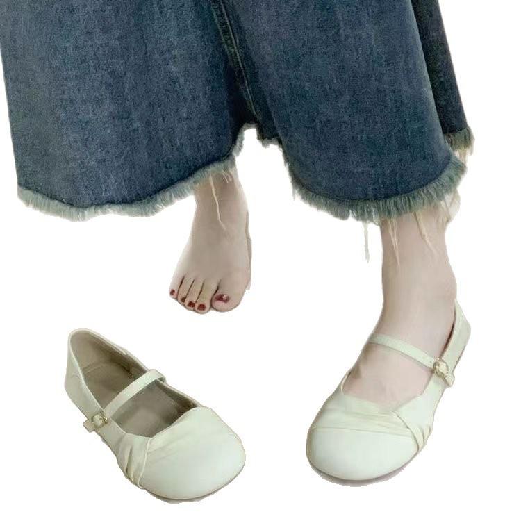 Soft-soled Mary Jane Small Leather Shoes Autumn French Beanie Shoes Ins Student Niche Flat-soled Evening Single Shoes