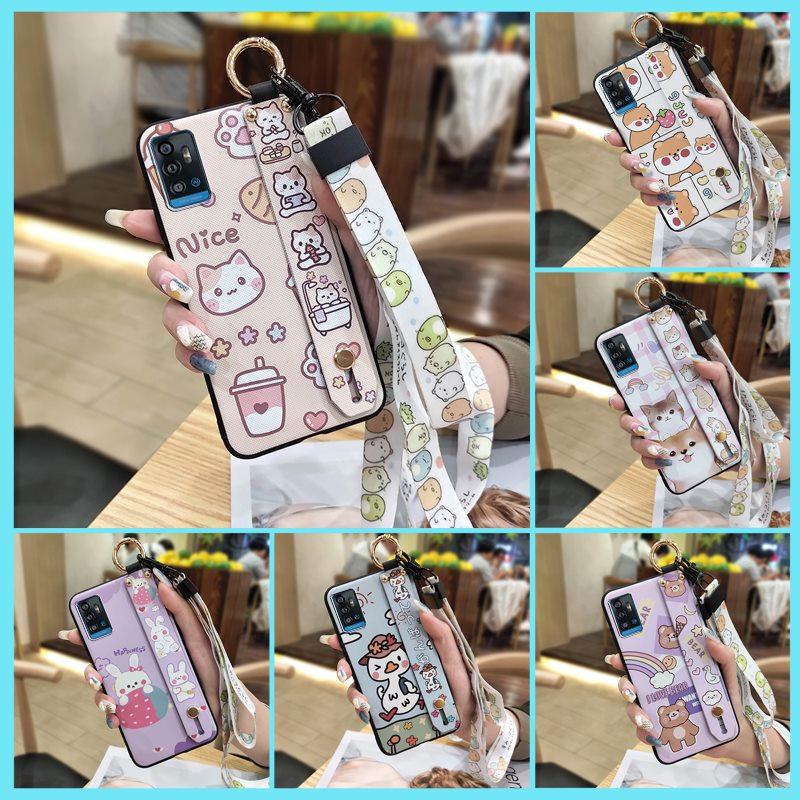 Durable Anti-dust Phone Case For ZTE Blade A71/Optus X Swift 5G Cute Kickstand Phone Holder Soft case Lanyard Anti-knock