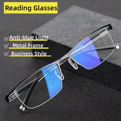 Men'S Business Bifocal Reading Glasses For Men Women Progressive Vision Anti-Blue Light Eyewear Diopter Eyeglasses +1.0 To +4.0