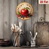 Round Metal Wall Art Apple and Berry Still Life Vintage Kitchen Poster
