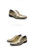 Golden Glossy Business Brogue Leather Shoes - European & American Style, Large Size Lace-up Derby Shoes