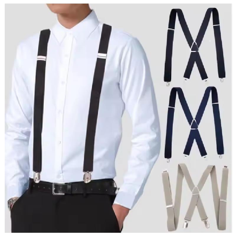 35/25/20mm Wide Men Suspenders High Elastic Adjustable 4 Strong Clips Suspender Heavy Duty X Back Trousers Braces