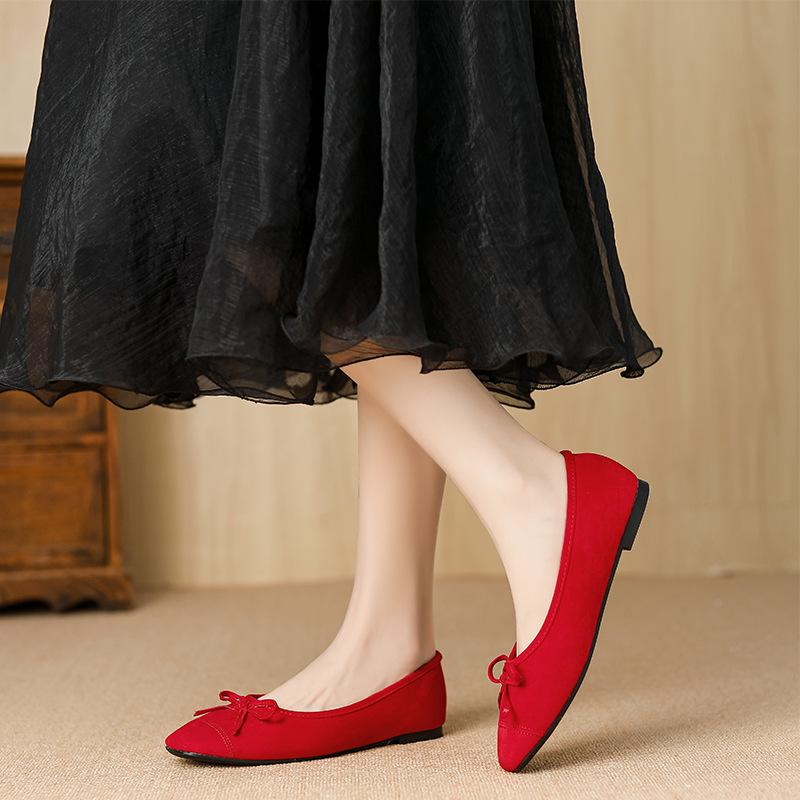 Y791-1 French 2025 Summer Bow Soft-soled Ballet Shoes Versatile Square Head Thick Heel Single Shoes Mary Jane Shoes Women