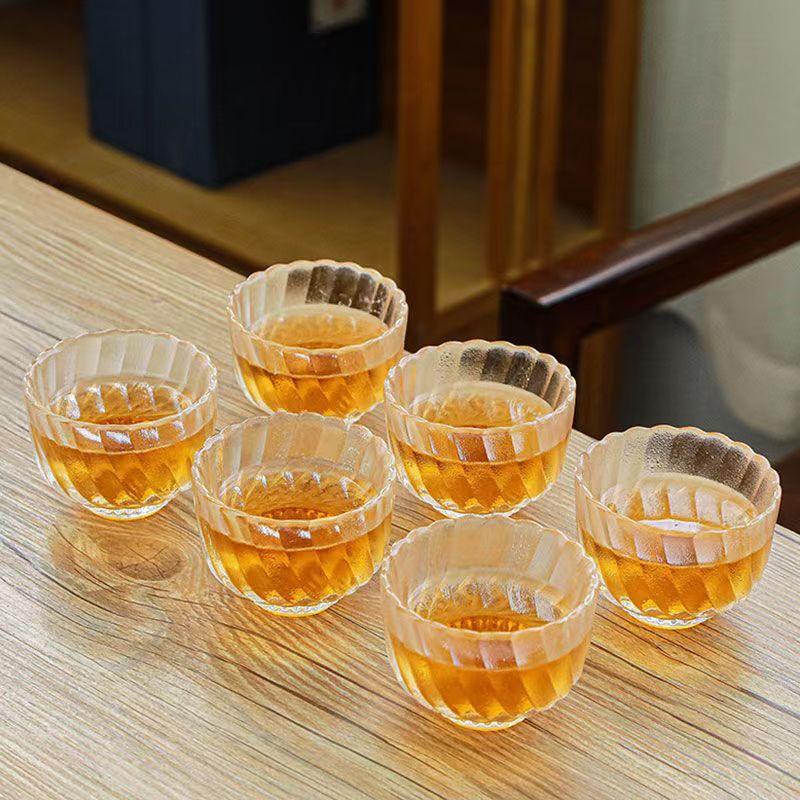 Vynikající skleněná květinová čajová sada 6 ks/sada Velkoobchod kávové šálky Krásné čajové hrnky Japonský hrnek Čajové šálky Porcelánová čínská miska