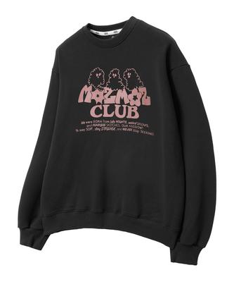 MOZMOZ Ghost Cloud Graphic Oversized Sweatshirt Black