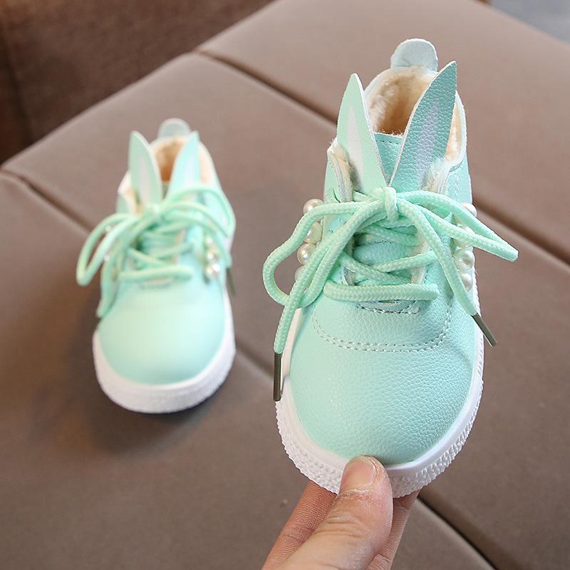 Fashionable Sneaker Girls Baby Cute Bunny Toddler Soft Anti-slip Children Single Shoes
