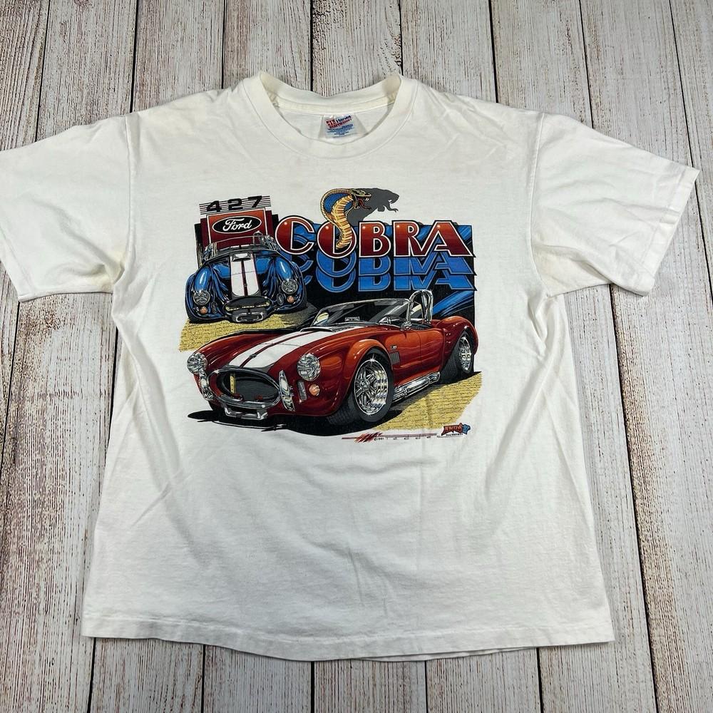 Vintage Ford Cobra 427 Shirt Mens Large White Hanes USA Muscle Car Graphic 90s T Unisex T-Shirt S