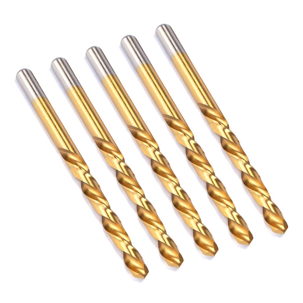5Piece Titanium Coated Twist Drill Bit Set For Metal Steel Iron Aluminum Alloy Drilling Tool Superior Wear Resistance