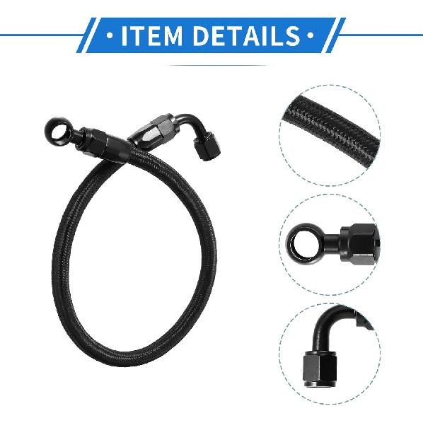 Samochodowy pleciony wąż paliwowy Kompatybilny z Honda Accord Civic Prelude CRX CR-V, Wytrzymały Plastik Metal Czarny