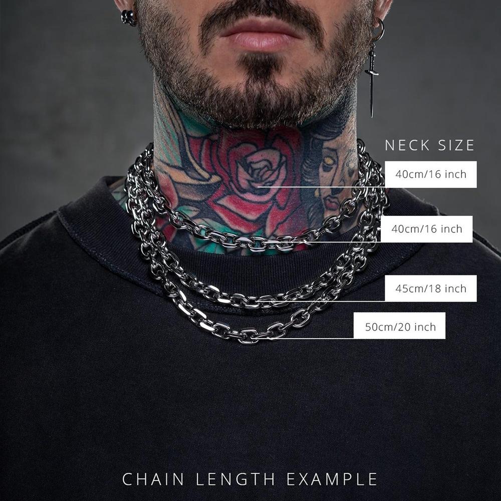 8mm Chunky Bevelled Cable Link Chain Necklace Stainless Steel Grunge Jewelry Punk Gothic Necklace Gift for Him