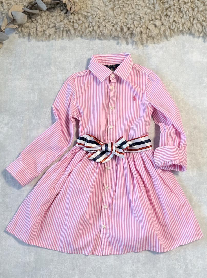 

[USED] Polo Ralph Lauren Shirt Dress, Striped, Pink, Beltless
