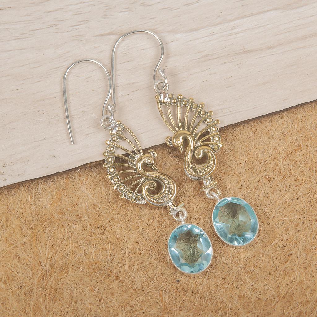 Sky Blue Topaz Gemstone Earring, Handmade Gorgeous Jewelry, 925 Solid Sterling Silver Jewelry, Bohemian Earring For Wedding Gift