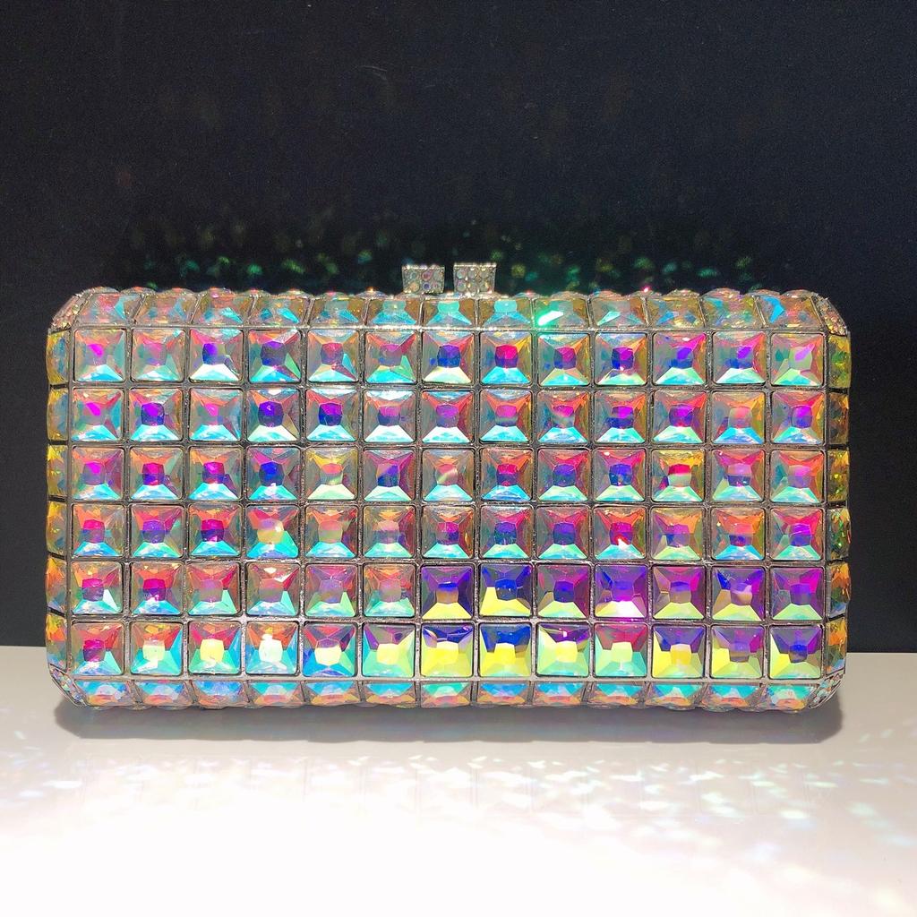 Women Purple Crystal Clutch Purse Stones Evening Bags Hollow Out Wedding Party Clutches Bags Lady Shoulder Bags Handbag