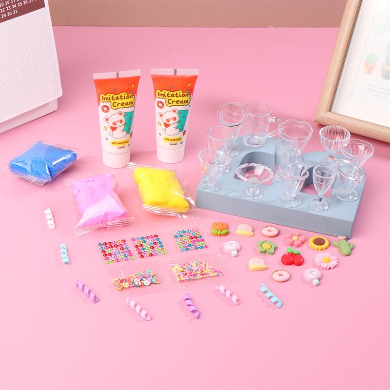 Creative Diy Ice Cream Clay Making Materials Set Simulation Dessert Cup Ice Cream Handicraft Gifts Kids Educational Toys