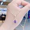 Same Purple Water Drop Necklace Women'S Versatile Collarbone Chain Jewelry
