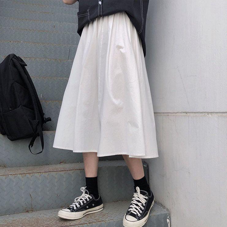 Japanischer A-Linien-Midi-Rock mit hoher Taille für Damen - Herbst Petite Schmeichelhaft Vielseitiges Design