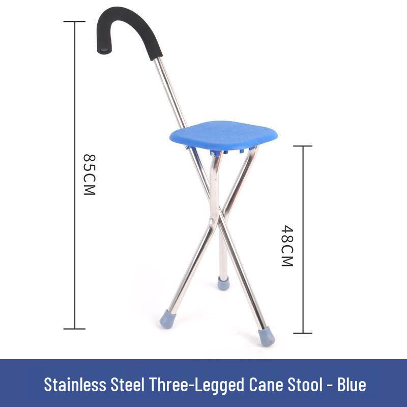 Tri-Fold Walking Cane Stool with Non-Slip Grip for Elderly & Disabled - Mountain Climbing Support