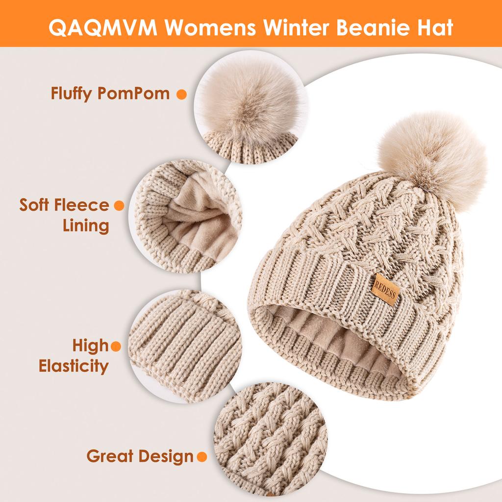 Winter women's knitted wool ball cap, thick long scarf, elastic gloves, three-piece set, casual and warm, suitable for winter