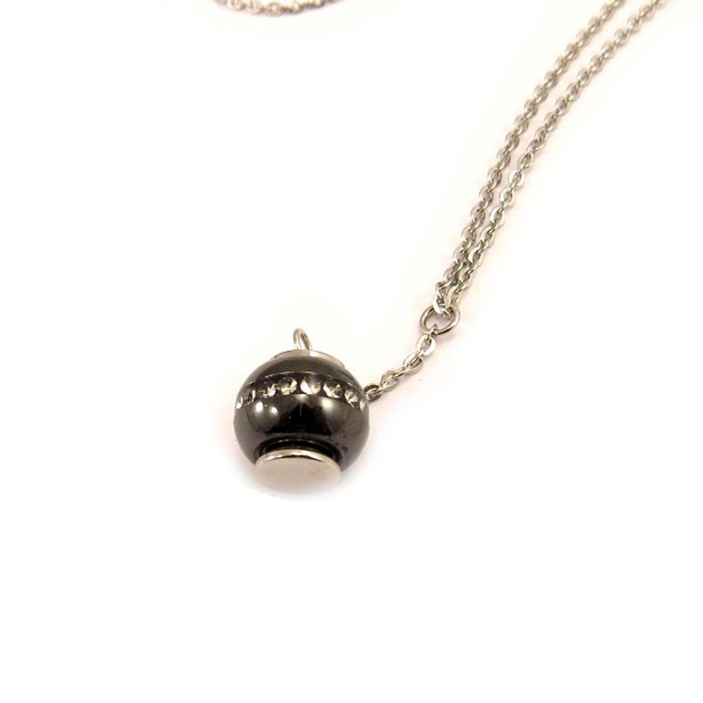 Altesse [L4564] - Collier acier 'Sissi' noir argenté
