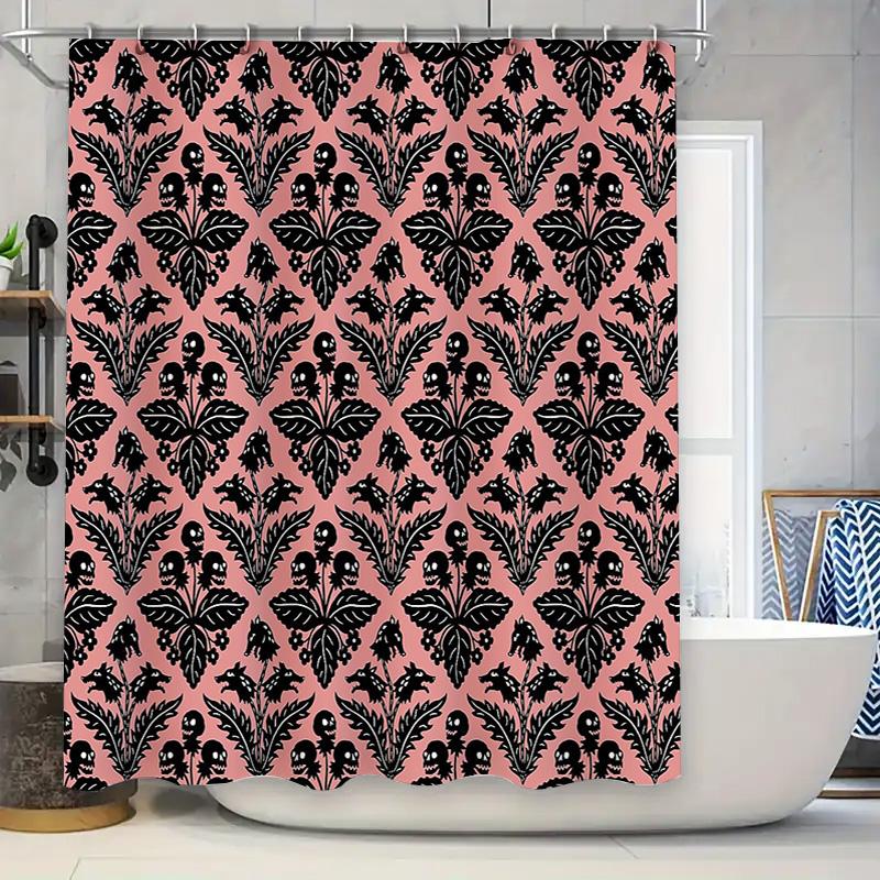 

Gothic Floral Shower Curtain Vintage Dark Damask Pattern Bathroom Decor Elegant Black Backdrop Waterproof Washable Home Textile W60H190(CM)-1 Pcs