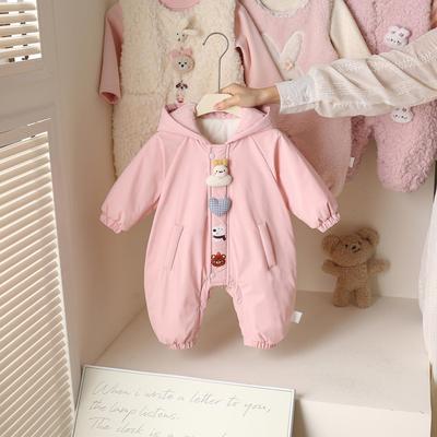 Thickened Winter Fleece-Lined Infant & Toddler Windbreaker Jumpsuit