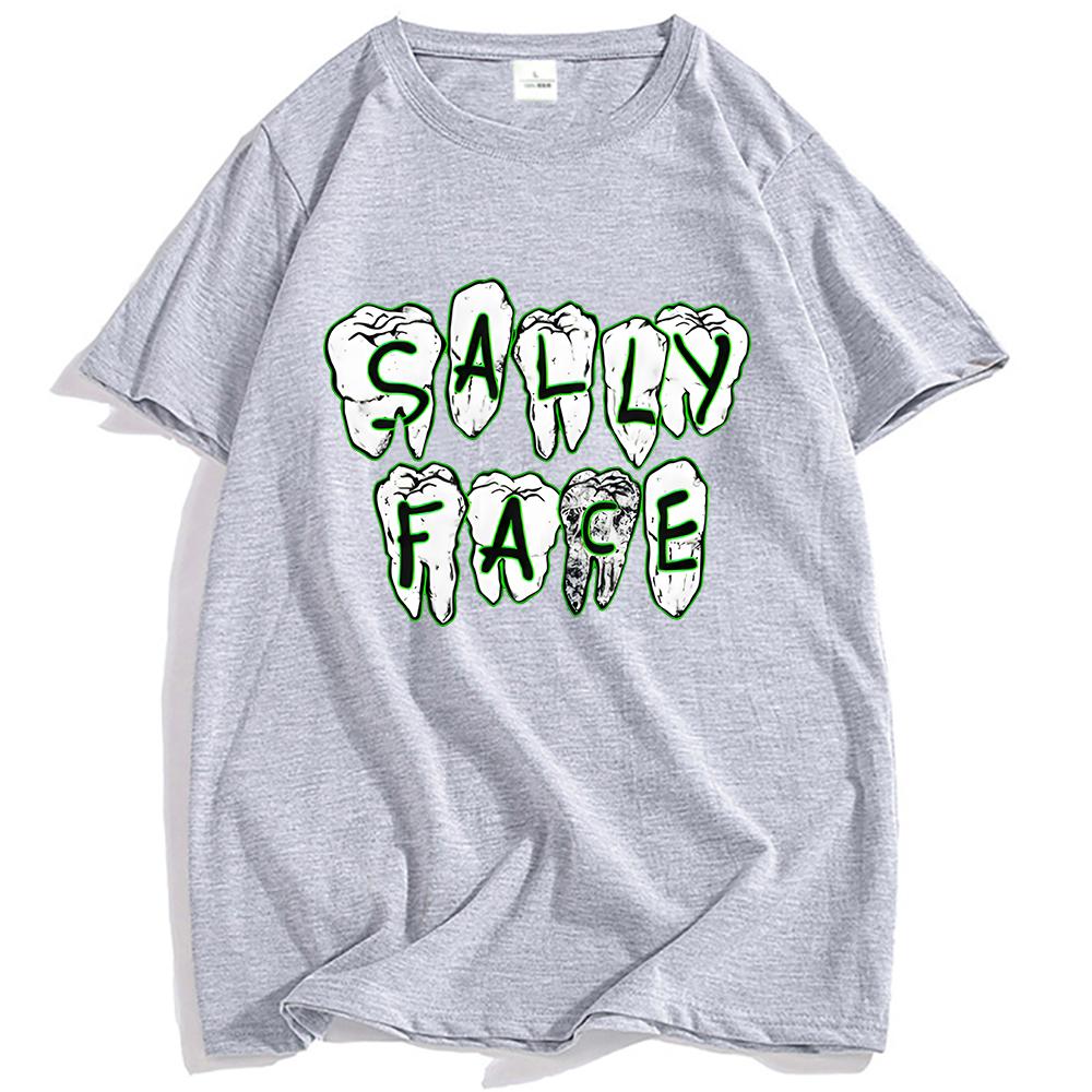 Sally Face Game Logo Print Tshirt Cotton Short Sleeve Loose Male Tshirts Oneck Fashion Unisex Streetwear Hip Hop Men Clothing