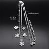 Trendy Snow Flower Snowflake Charm Necklace for Women Stainless Steel Silver Color Snowflake Chain Christmas Gift Jewelry