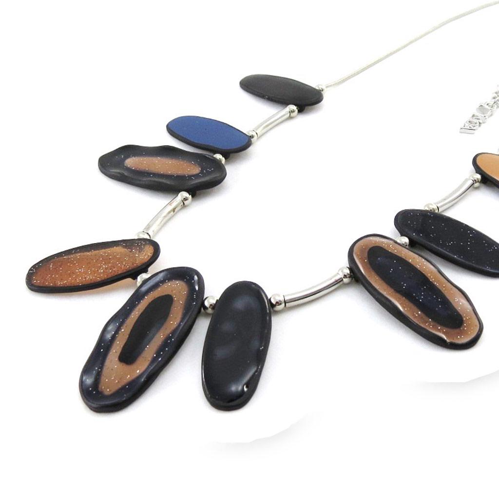 NOA [J2155] - Designer Necklace 'Coloring' Blue Brown