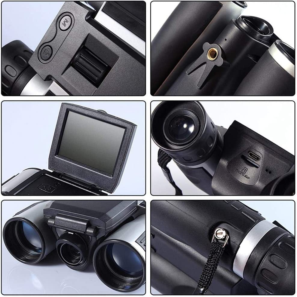 Recording Binoculars, 12x High Magnification, Digital Camera Binoculars, Full HD 1080P High Definition, 2.0 LCD, Binocular Video Camera for Concerts,