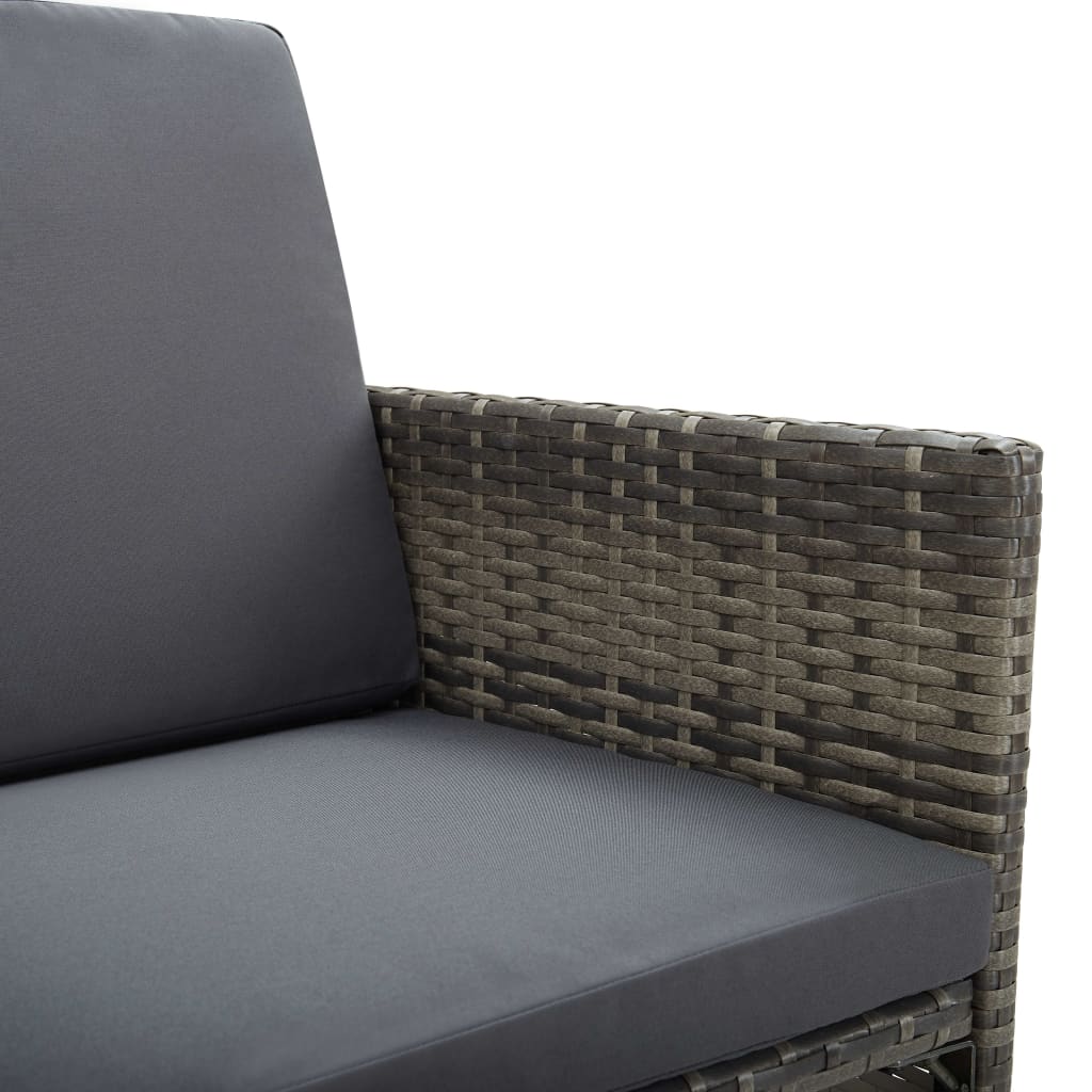 5 Piece Garden Dining Set with Cushions Poly Rattan Grey