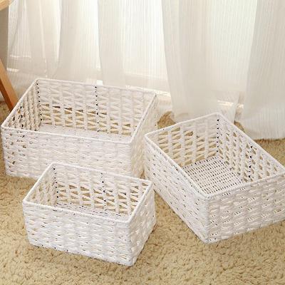 Paper Rope Woven Storage Rack: Desktop Basket for Books, Miscellaneous Items, Bread, and Kitchen Storage.