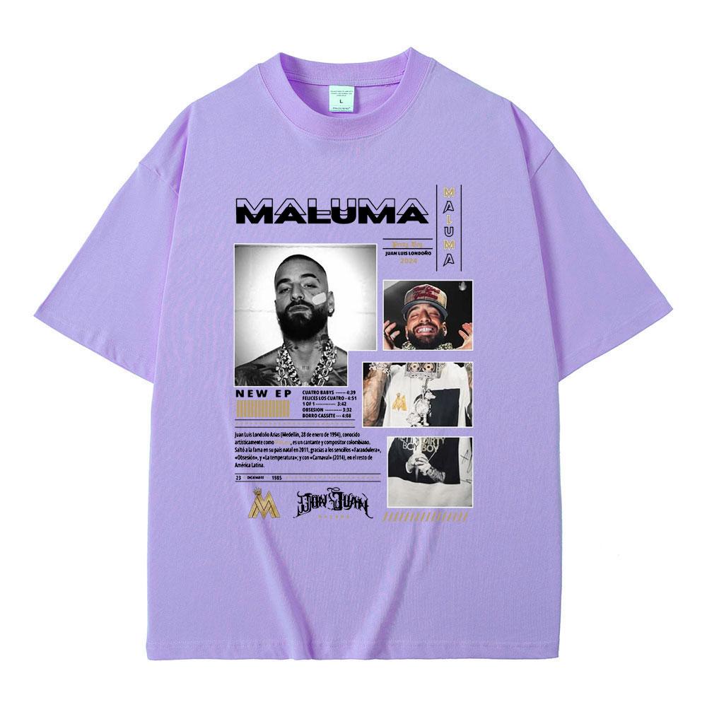 Zpěvák Maluma Obal hudebního alba Trička Pánská Dámská Ležérní Bavlněné Tričko Pánská Móda Nadrozměrná Trička Hip Hop Rap Streetwear