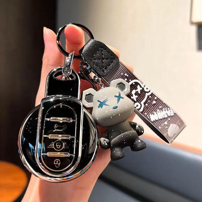 Mini Cooper Schlüsselhülle für BMW Mini Countryman F54 F55 F56 F60 – Schutzhülle mit Schnalle – Schlüsseltasche passend für Mini-Schlüssel.