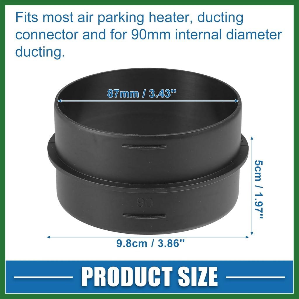 Motoforti Car Air Ducting Connector Straight Air Heater Duct Joiner Connector Pipe 3.54'' 90mm OD Black Long-lasting