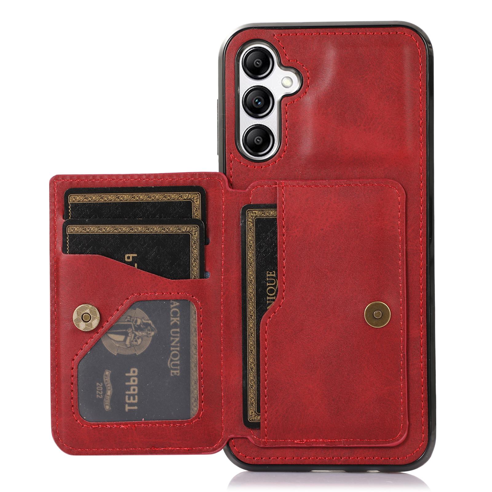 

Чехол для Samsung Galaxy A26 5G с держателем для карт и подставкой, ПУ кожа+ТПУ, чехол для телефона Red