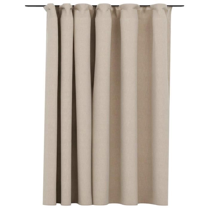 VidaXL Rideau occultant d'aspect de lin avec crochets Beige 290x245 cm