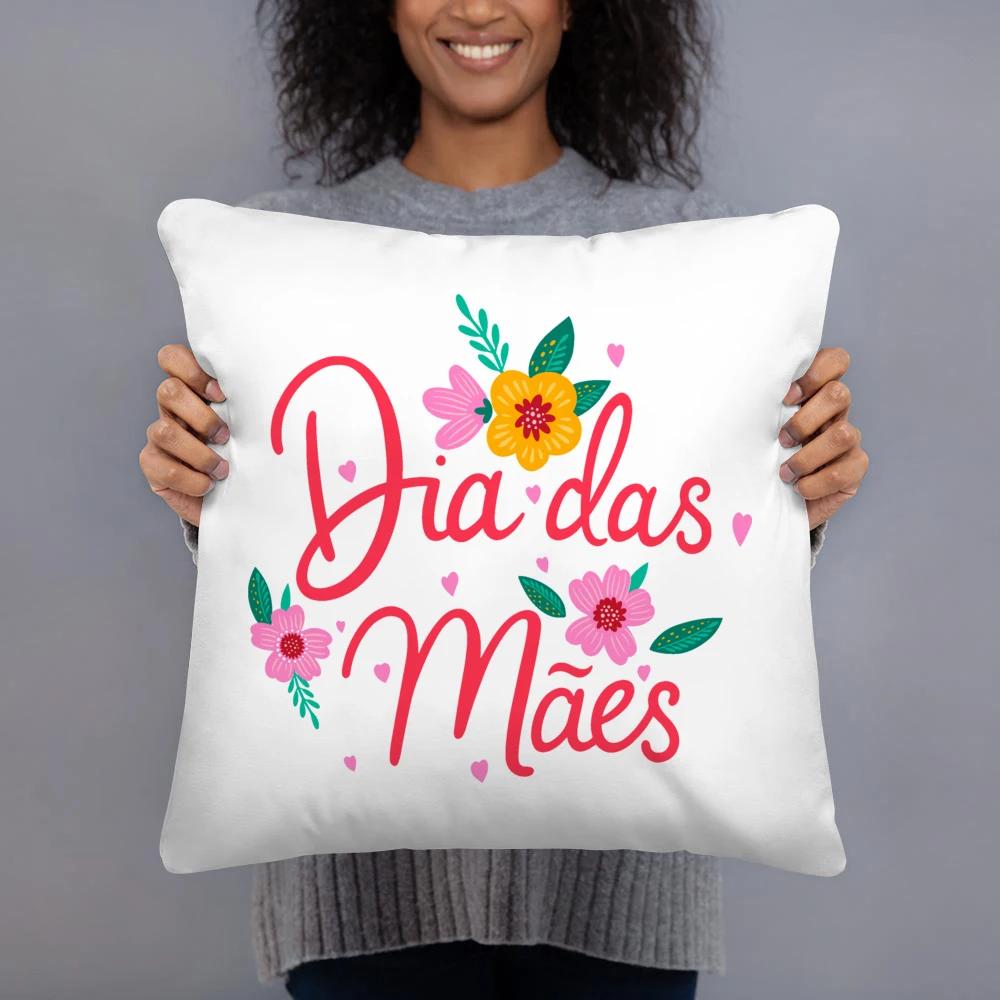 Mothers Day Spanish Print White Square Pillow Case Dust Cover Bedroom Party Decoration Mothers Day Birthday Gifts for Mom