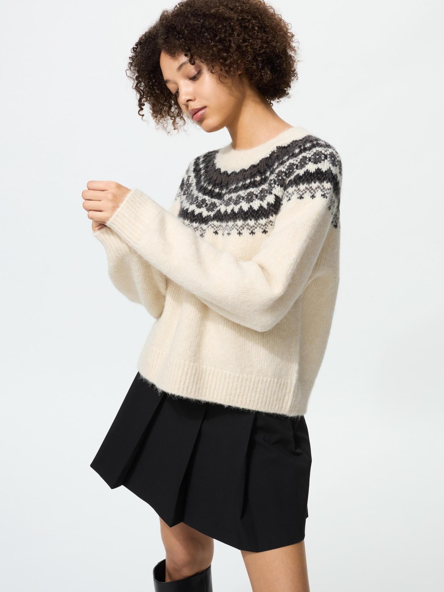 

Uniqlo Пушистый свитер с круглым вырезом в стиле Fair Isle 01 OFF WHITE/WOMEN XS