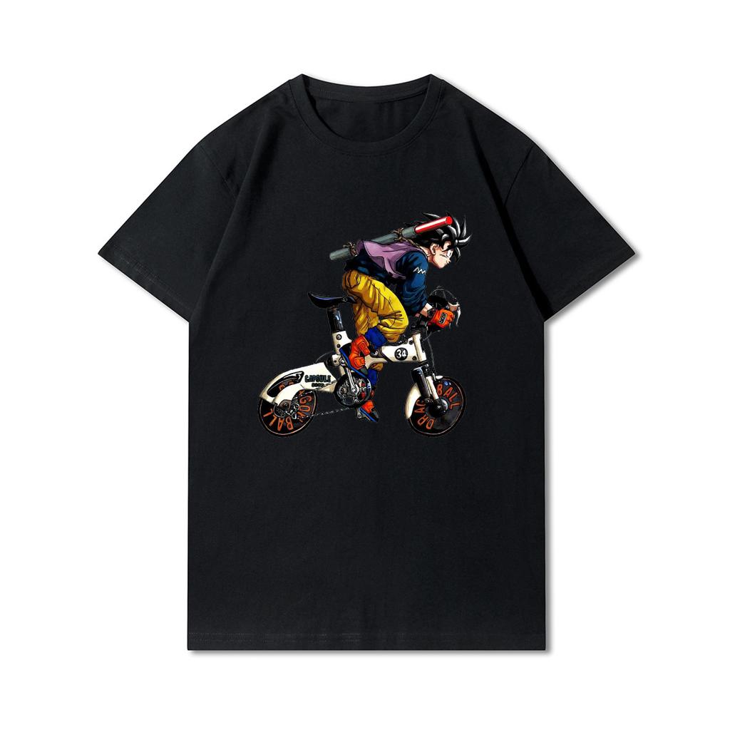 Anime Dragon Ball Printed Men T Shirts Round Neck Cotton Tops Summer Casual Black Tees