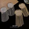 New Silver Needle Diamond Round Fringed Earrings Simple, Fashionable and Exquisite Earrings Light Luxury High-end Earrings Women