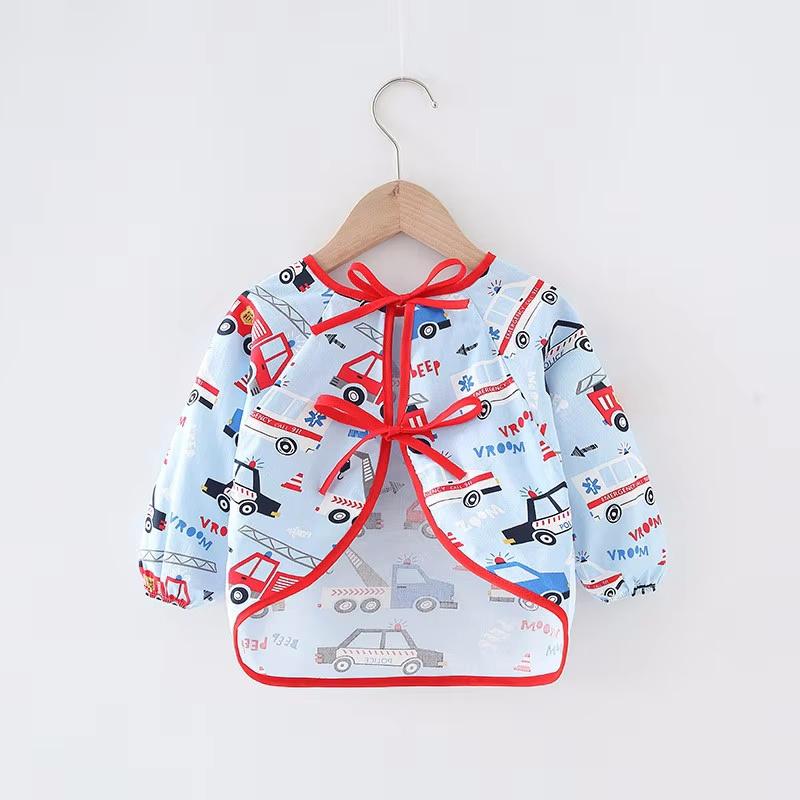 0-2Y Baby Toddler Long Sleeve Bib Cute Colorful Cartoon Printing Waterproof Smock Bib Boys Girls Burp Cloth Feeding Accessories