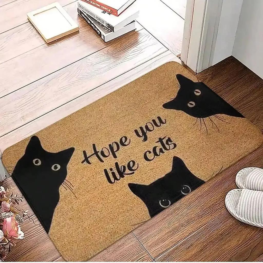 Schwarze Katze Teppich Niedliche Cartoon Fußmatte Weiche Willkommensmatte Teppich Für Wohnzimmer Teppich Für Schlafzimmer Außen Teppich Heim Deko